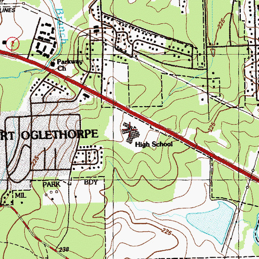 Topographic Map of Lakeview - Fort Oglethorpe High School, GA
