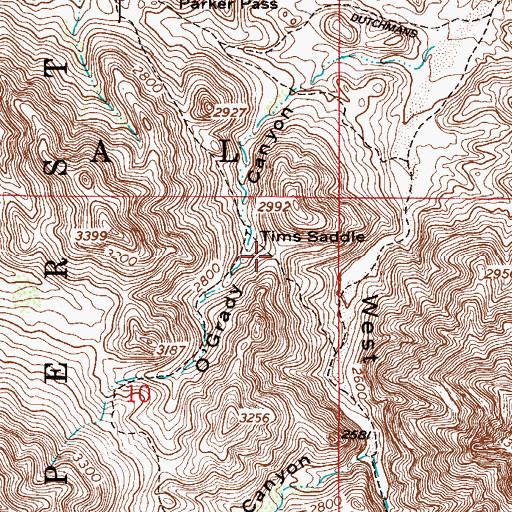 Topographic Map of Tims Saddle, AZ