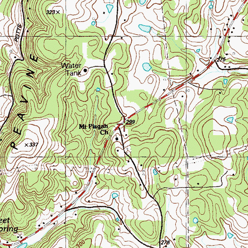 Topographic Map of Mount Pisgah, GA