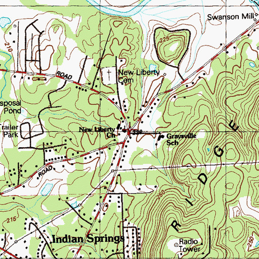 Topographic Map of New Liberty, GA