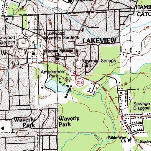 Topographic Map of Newnan Springs, GA