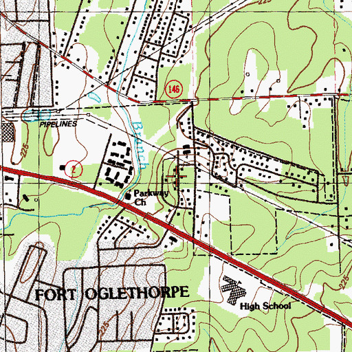 Topographic Map of Old Fort Estates, GA