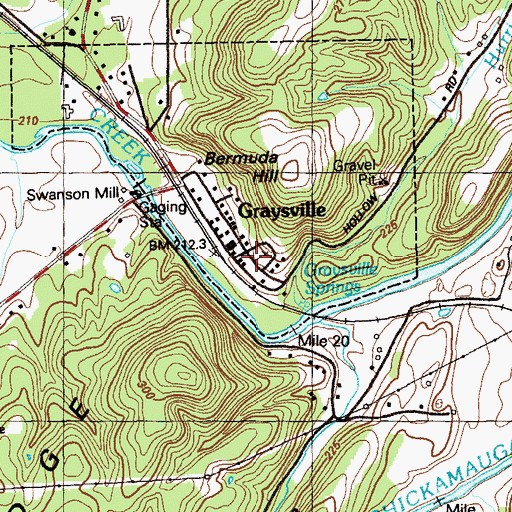 Topographic Map of Old Graysville Cemetery, GA