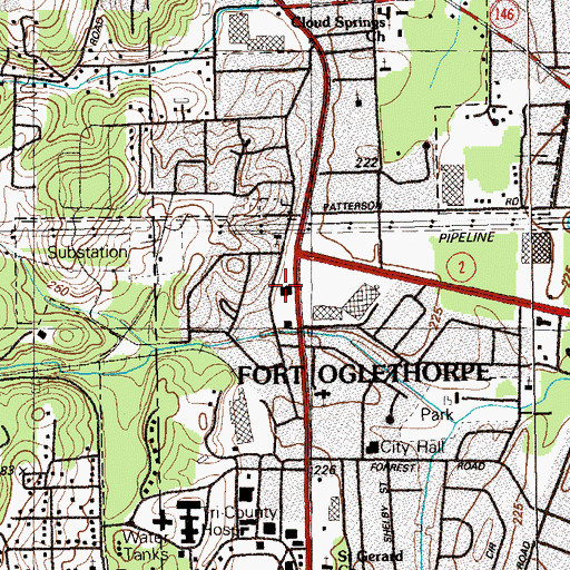 Topographic Map of Parkway Center Shopping Center, GA