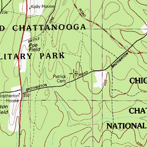 Topographic Map of Patrick Cemetery, GA