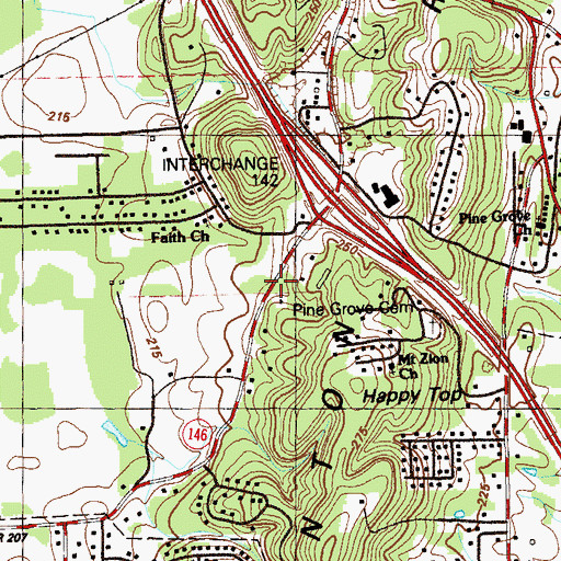 Topographic Map of Pine Grove Church, GA