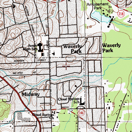 Topographic Map of Pinewood Estates, GA