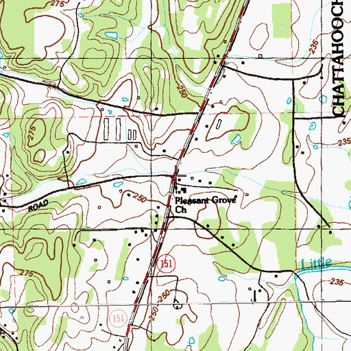 Topographic Map of Pleasant Grove, GA