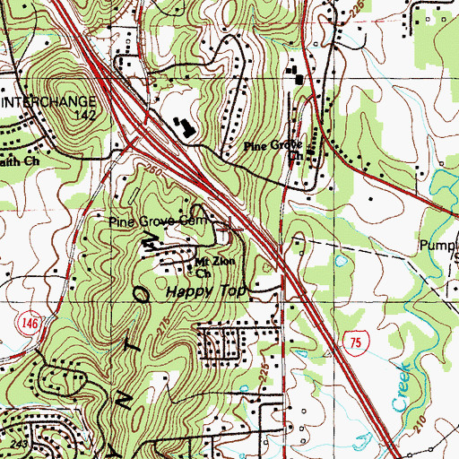 Topographic Map of Pleasant View School (historical), GA
