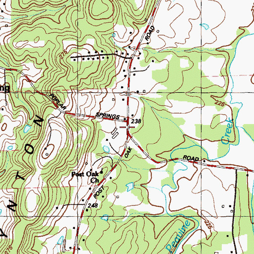 Topographic Map of Post Oak, GA