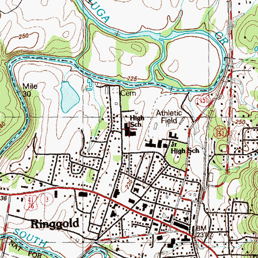 Topographic Map of Ringgold High School, GA