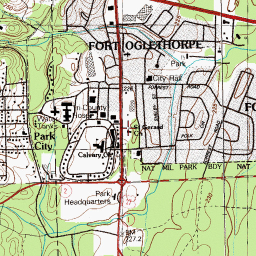Topographic Map of Saint Gerard Catholic Church, GA
