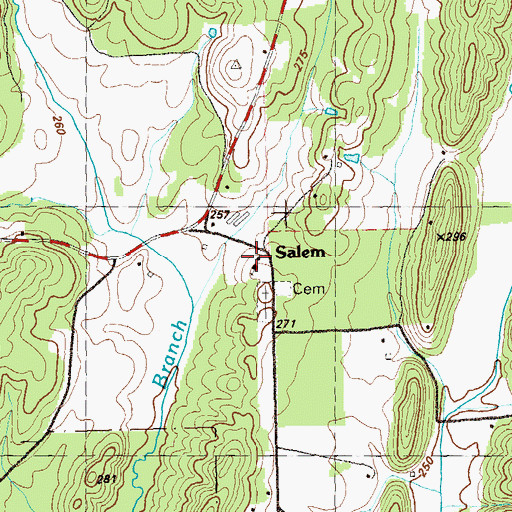 Topographic Map of Salem Baptist Church, GA