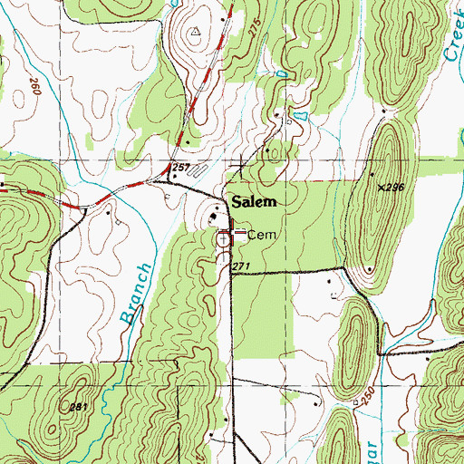 Topographic Map of Salem Cemetery, GA