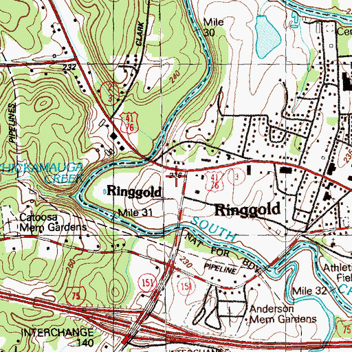Topographic Map of Town and Country Shopping Center, GA
