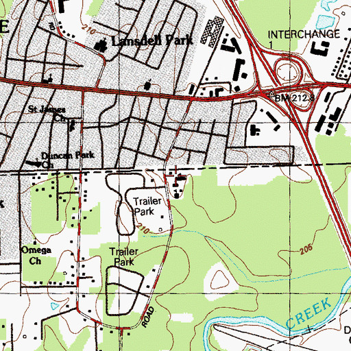 Topographic Map of Unity Church, GA
