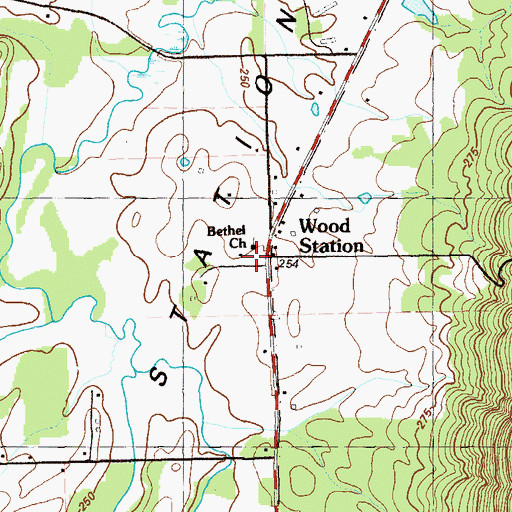 Topographic Map of Woodstation School (historical), GA