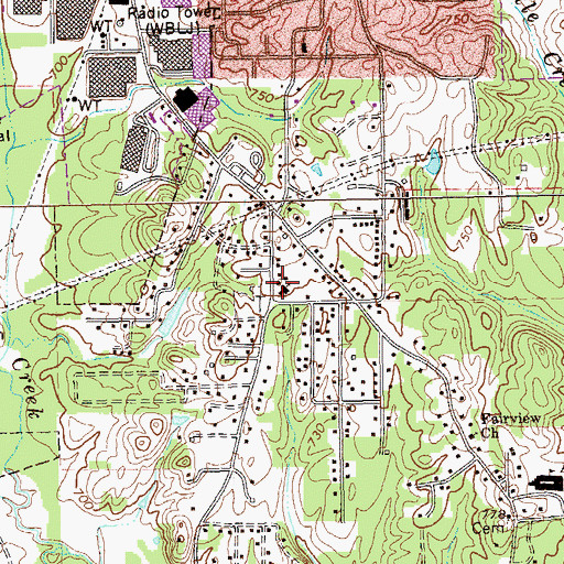 Topographic Map of Antioch Baptist Church, GA