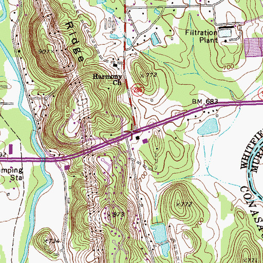Topographic Map of Cedar Ridge, GA