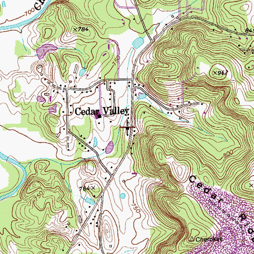 Topographic Map of Cedar Valley Church, GA
