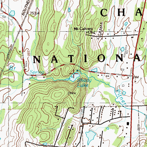 Topographic Map of Copeland Springs, GA