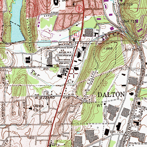 Topographic Map of Crown Mill Historic District, GA
