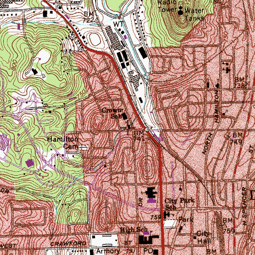 Topographic Map of Crown View Baptist Church, GA