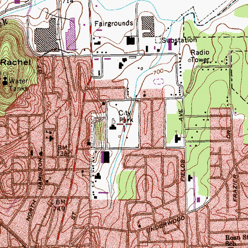 Topographic Map of Dalton Civic Park, GA