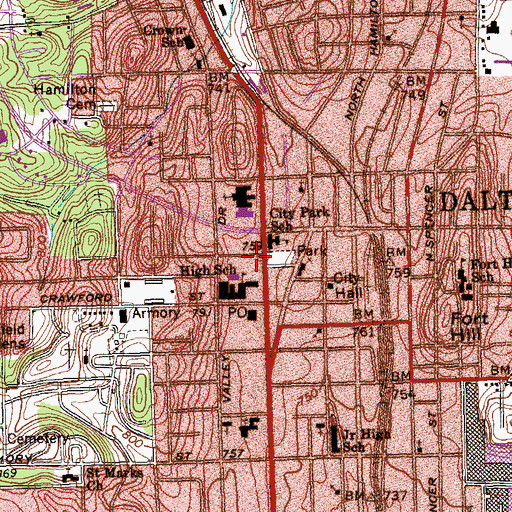 Topographic Map of Dalton Grade School (historical), GA