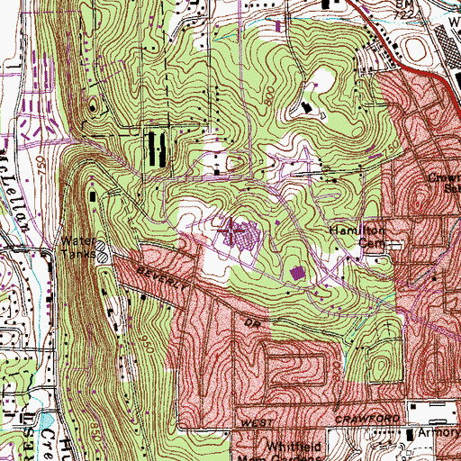 Topographic Map of Dalton High School, GA