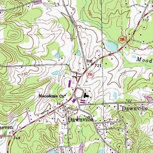 Topographic Map of Dawnville Methodist Church, GA