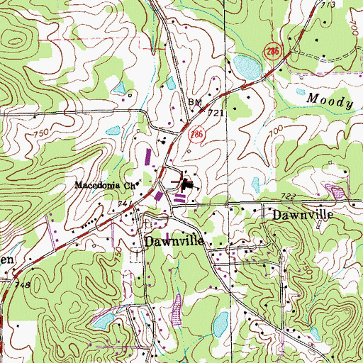 Topographic Map of Dawnville Elementary School, GA
