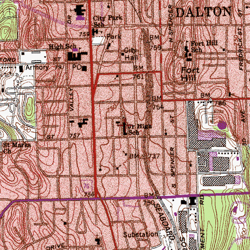 Topographic Map of Emory Street High School (historical), GA