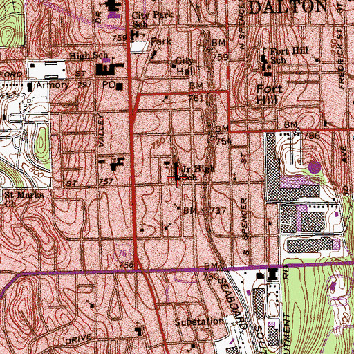 Topographic Map of Emory Street Public School (historical), GA