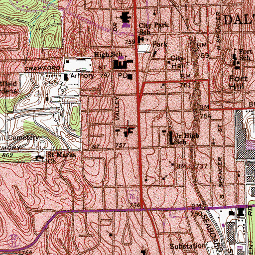 Topographic Map of First Methodist Church, GA