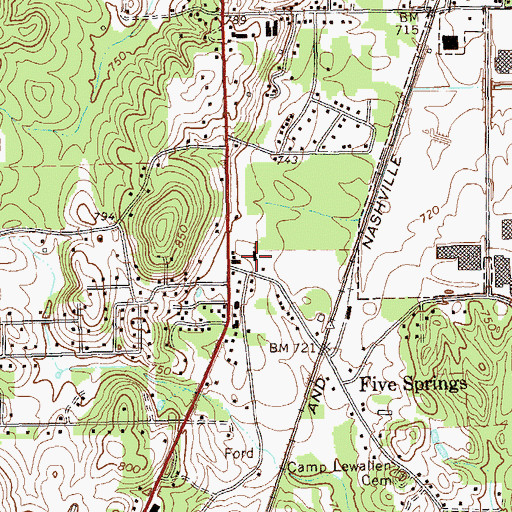 Topographic Map of Five Springs Church, GA