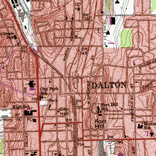 Topographic Map of Glenwood Shopping Center, GA