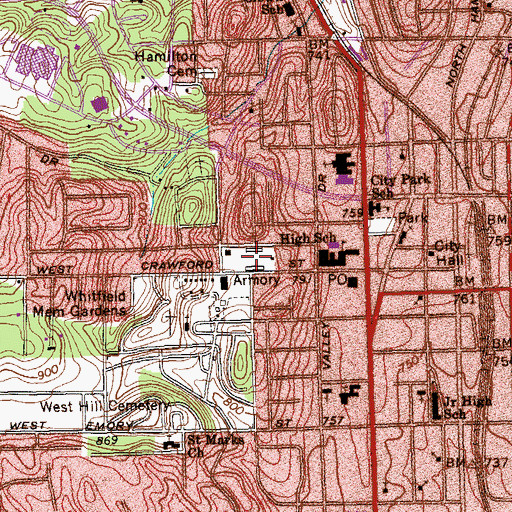 Topographic Map of Harmon Field, GA
