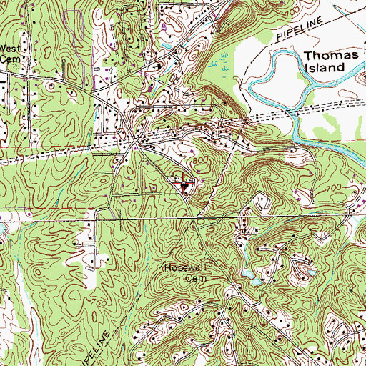 Topographic Map of Hopewell Church, GA