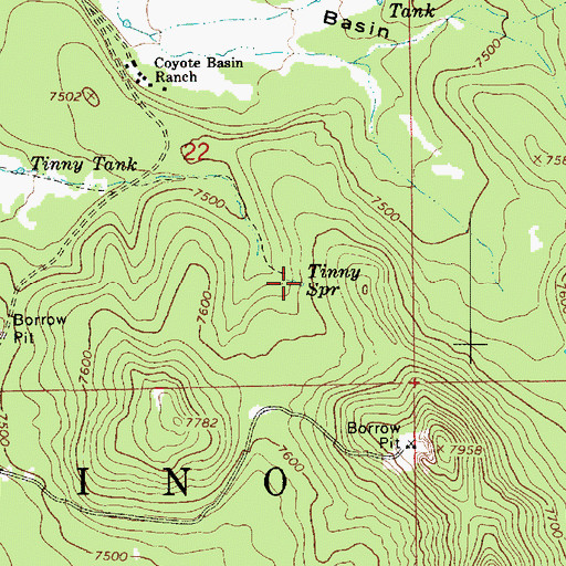 Topographic Map of Tinny Spring, AZ