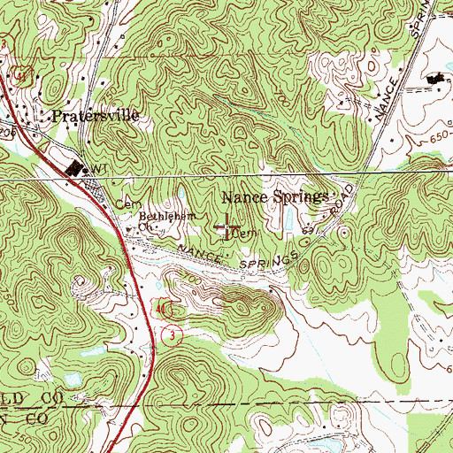 Topographic Map of Nance Springs Cemetery, GA