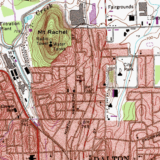 Topographic Map of North Dalton Public School (historical), GA