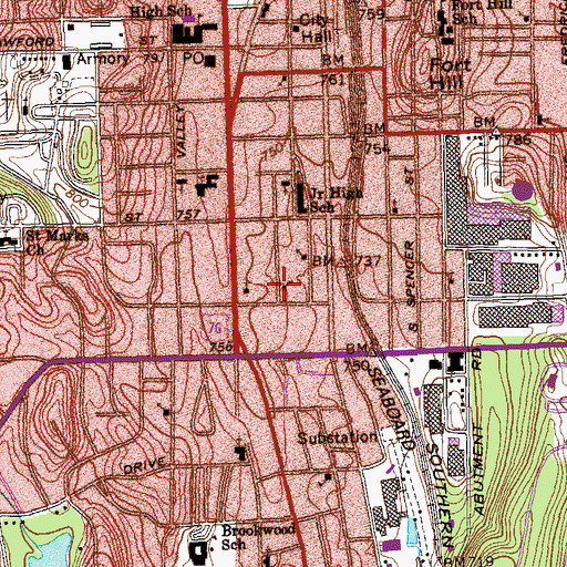 Topographic Map of Overcoming Church of God, GA