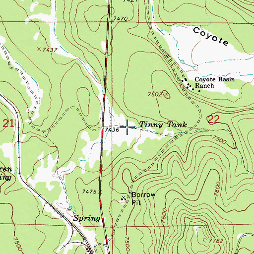 Topographic Map of Tinny Tank, AZ