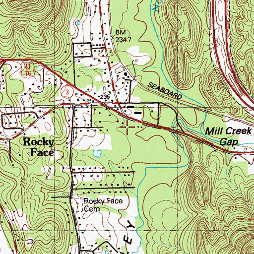 Topographic Map of Rocky Face Post Office, GA