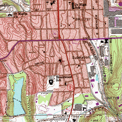 Topographic Map of South Dalton Baptist Church, GA