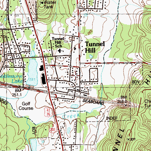 Topographic Map of Tunnel Hill Post Office, GA