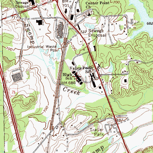 Topographic Map of Valley Point Middle School, GA