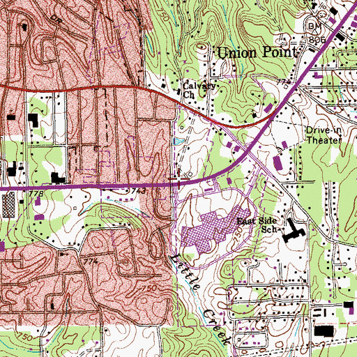 Topographic Map of Walnut Crossing Shopping Center, GA