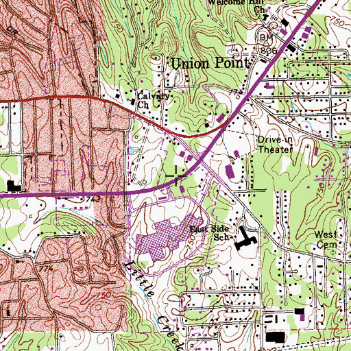 Topographic Map of Walnut Square Shopping Center, GA